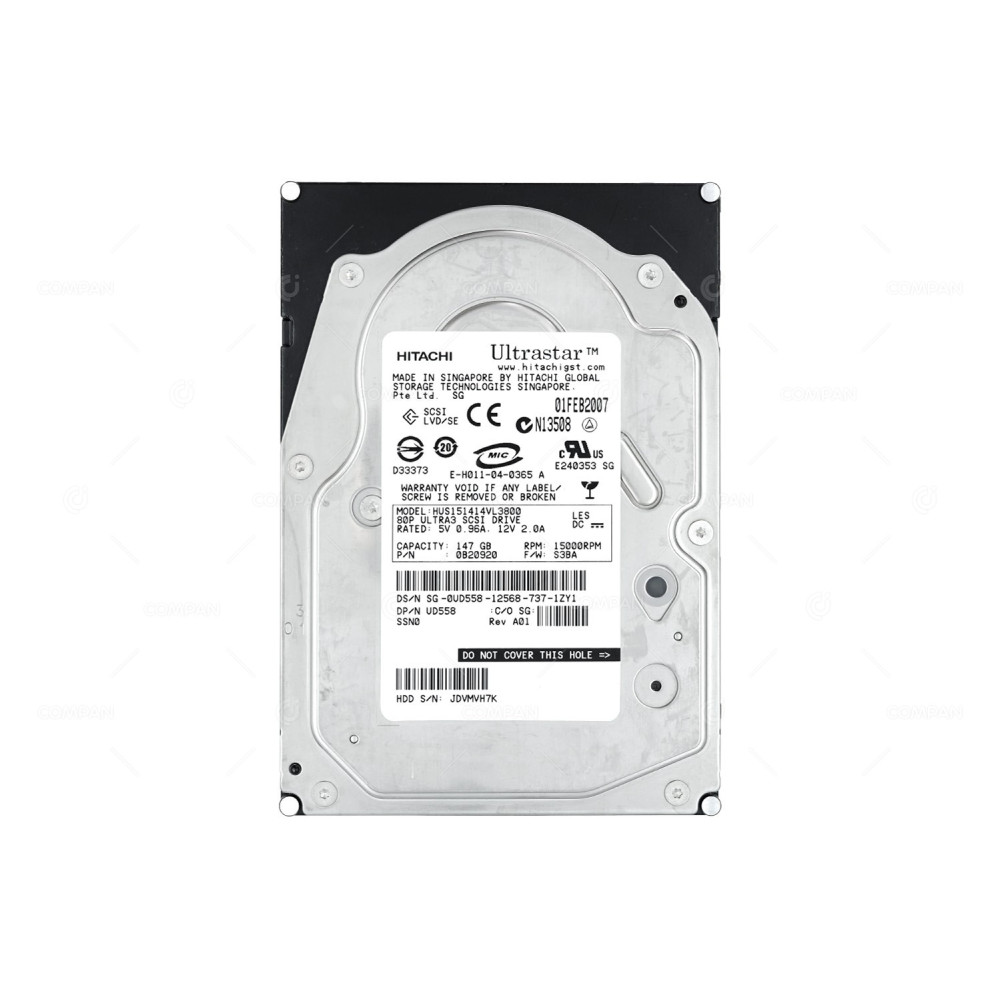 UD558 DELL HARD DRIVE 147GB 15K U320 3.5 SCSI 0UD558